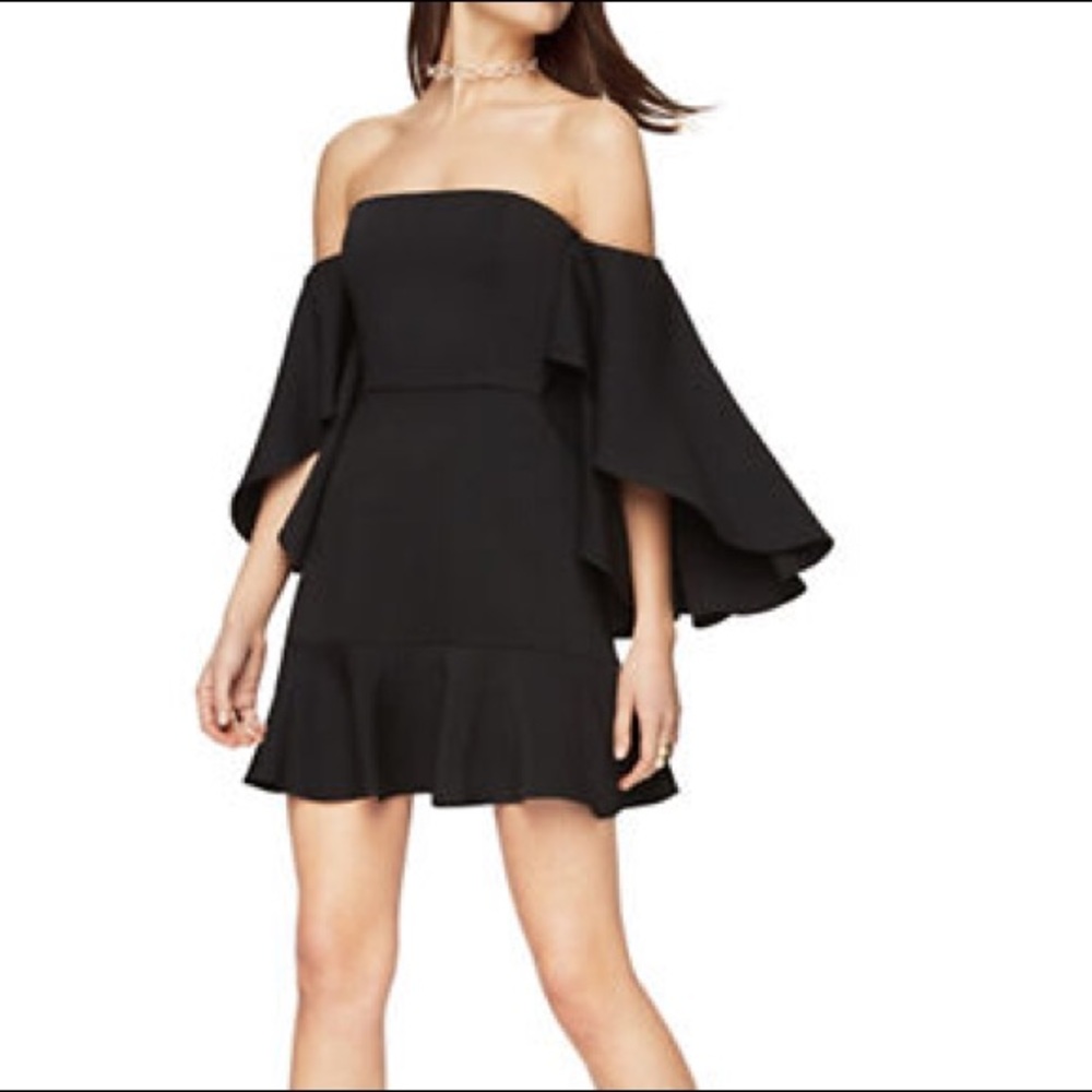 BCBG MaxAzria Off Shoulder Flutter Dress